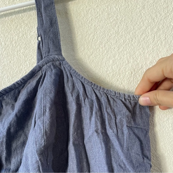 Torrid Linen Blend Button-Front Crop Tank in light steel blue - Picture 7 of 12